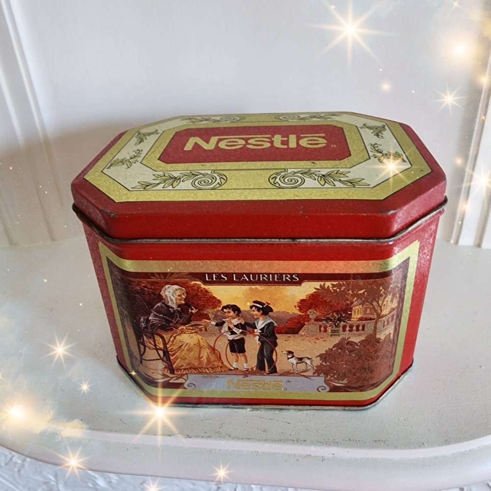 Vintage 1996 NESTLE "LES LAURIERS" Candy Tin- Advertising - The Tin Box Company